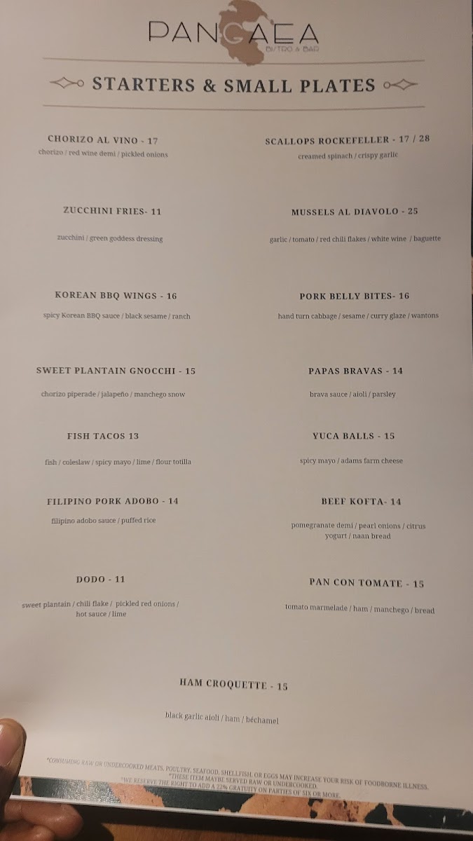 Menu Pangaea Bistro & Bar-1