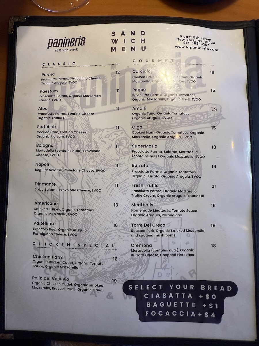 Menu Panineria Nyc-1