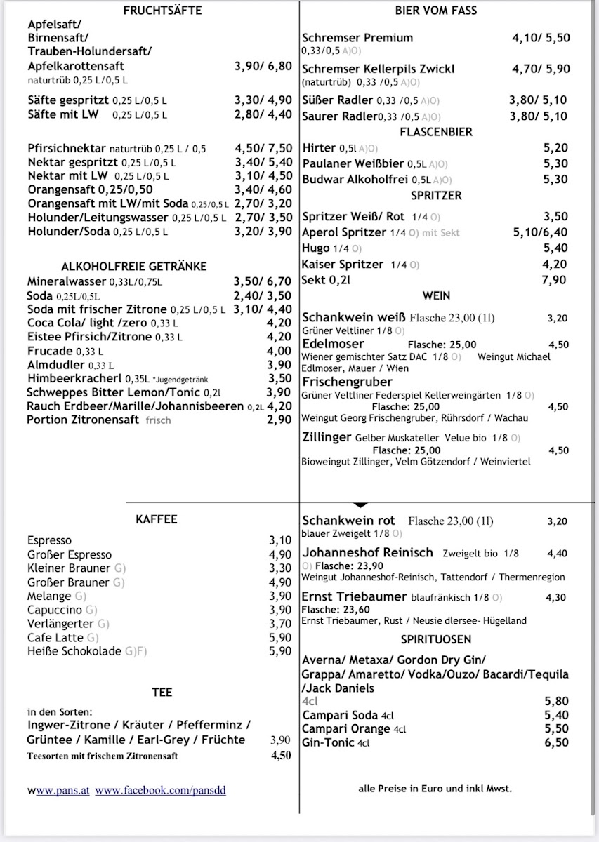 Menu Pan`s Café-Restaurant-1