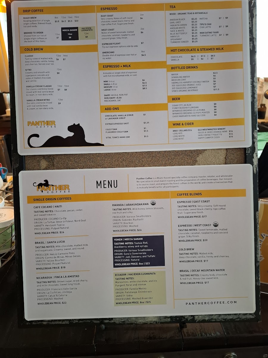 Menu Panther Coffee - Miami Beach-2