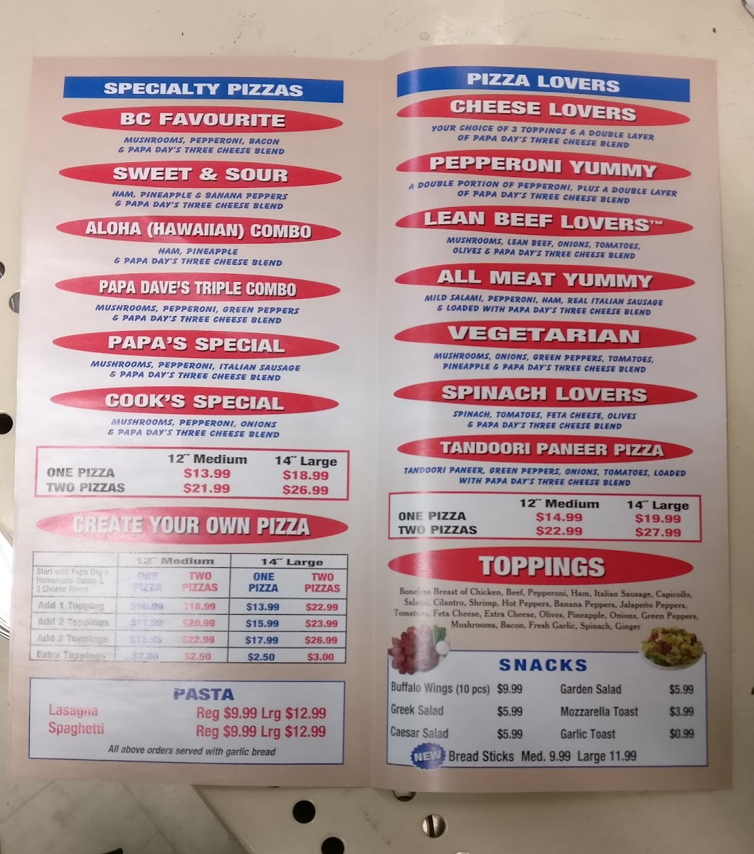 Menu Papa Day's Pizza & Indian Cuisine-2