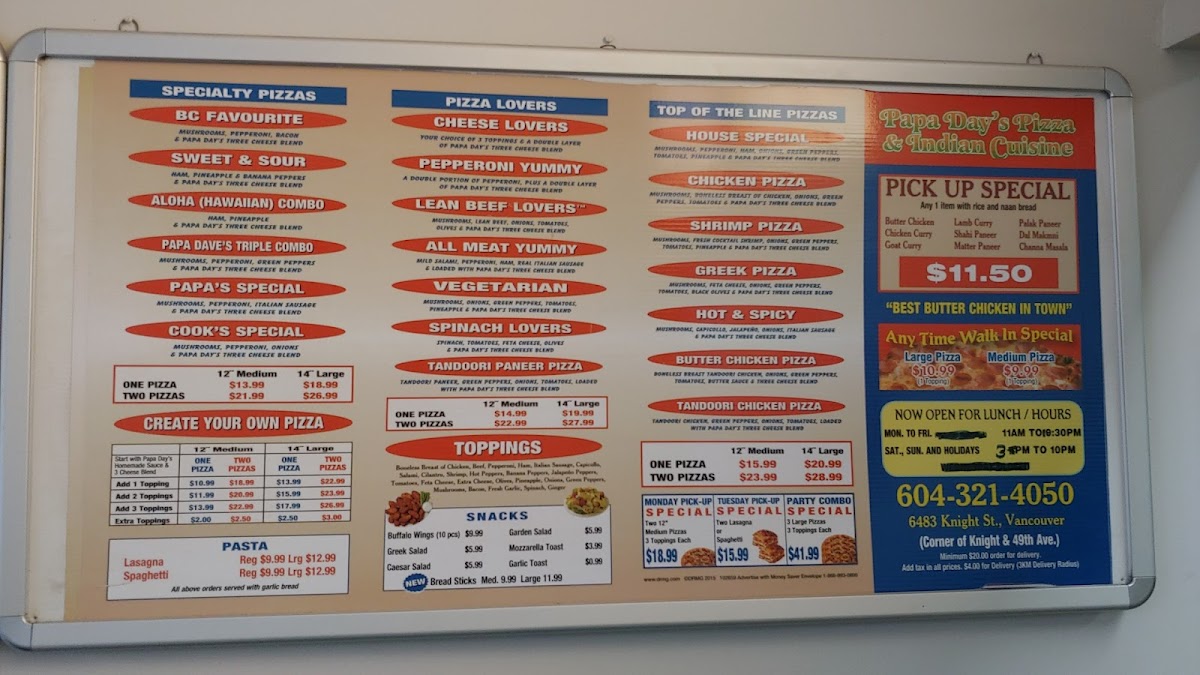 Menu Papa Day's Pizza & Indian Cuisine-6