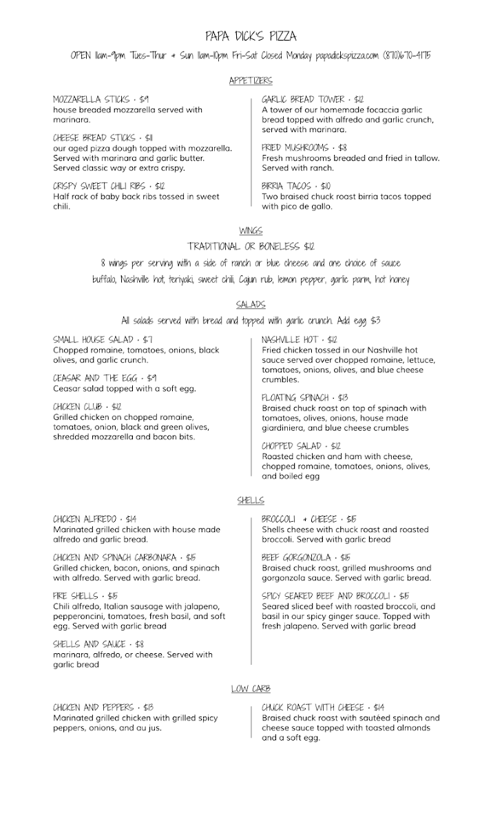 Menu Papa Dick's Pizza-1