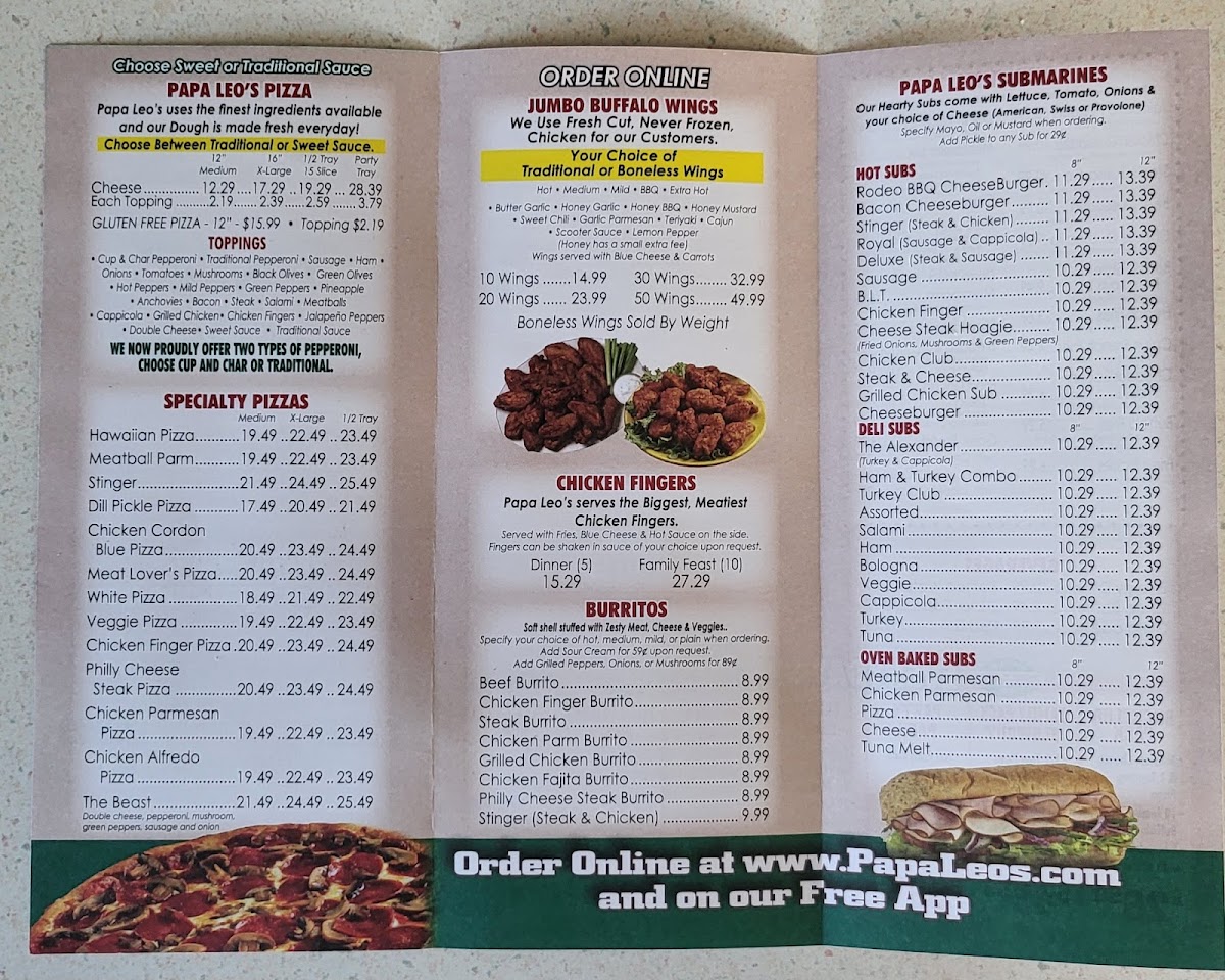 Menu Papa Leo's Pizzeria-1