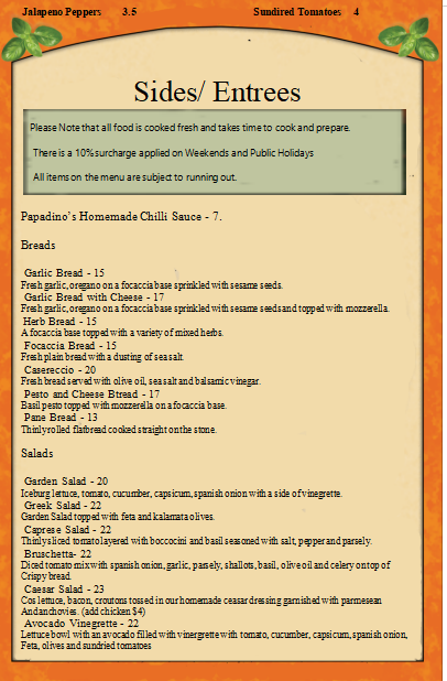 Menu Papadino's Katoomba-2