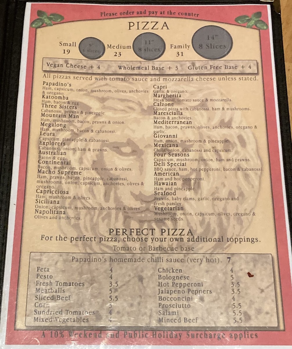 Menu Papadino's Katoomba-7