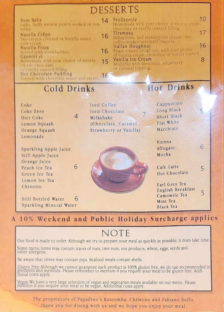 Menu Papadino's Katoomba-8
