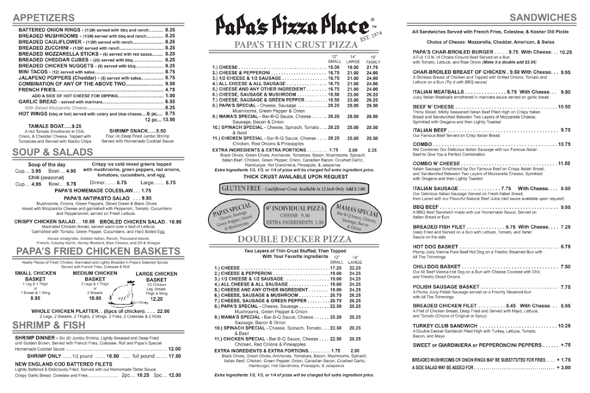 Menu Papa's Pizza Place-1