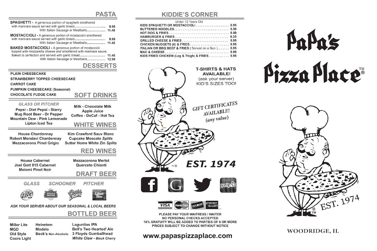 Menu Papa's Pizza Place-2