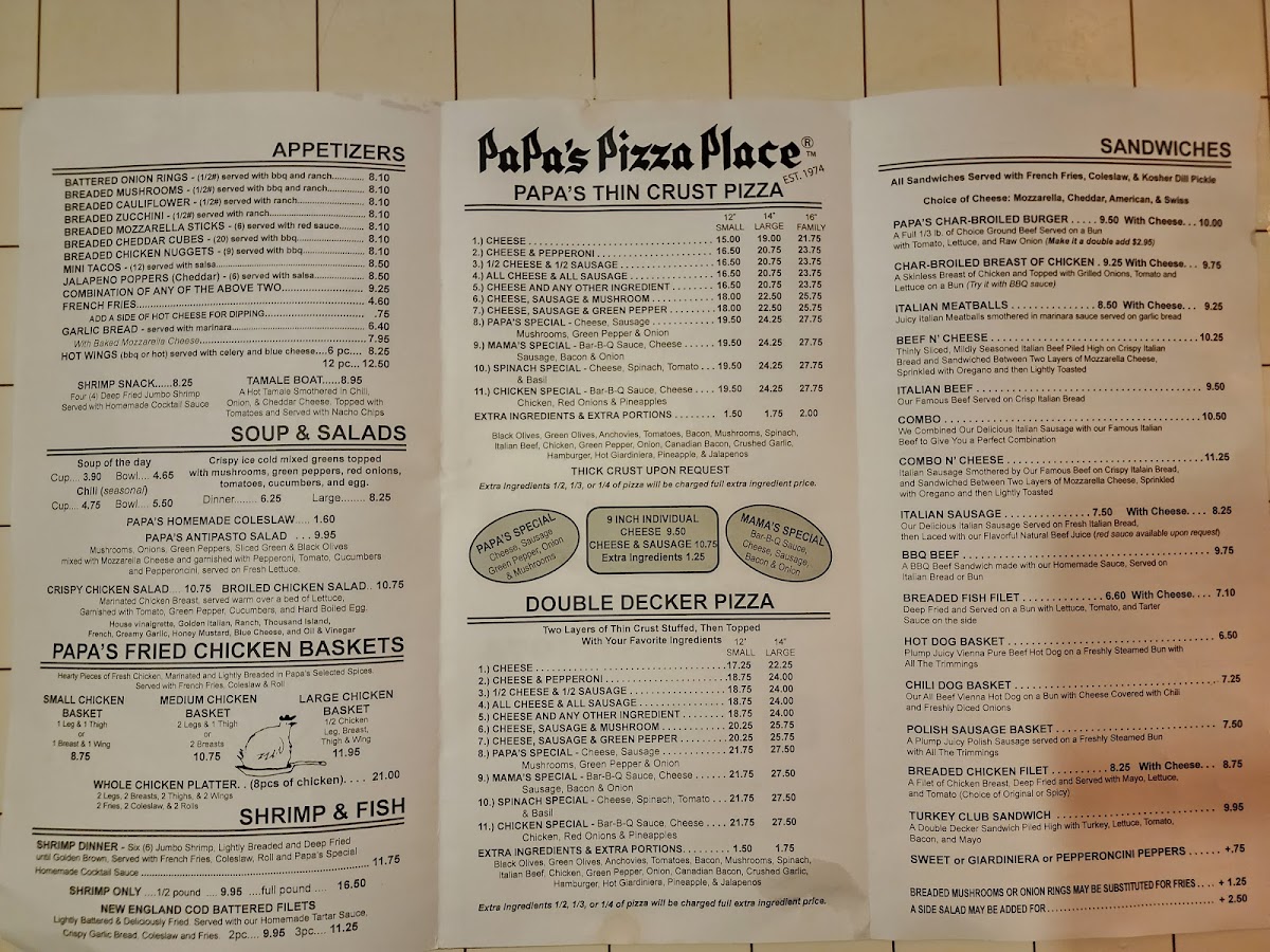 Menu Papa's Pizza Place-3