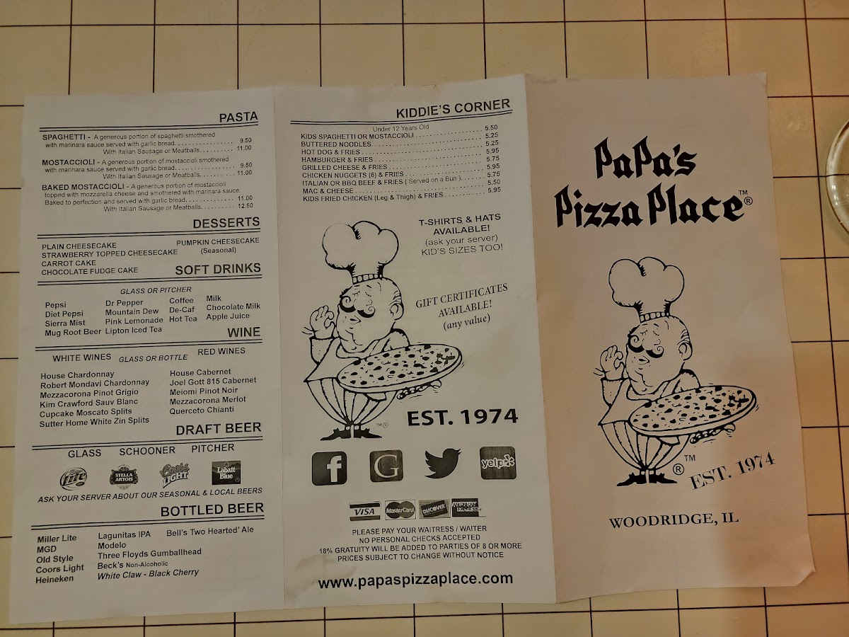 Menu Papa's Pizza Place-6