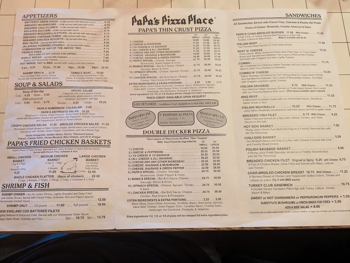Menu Papa's Pizza Place-7