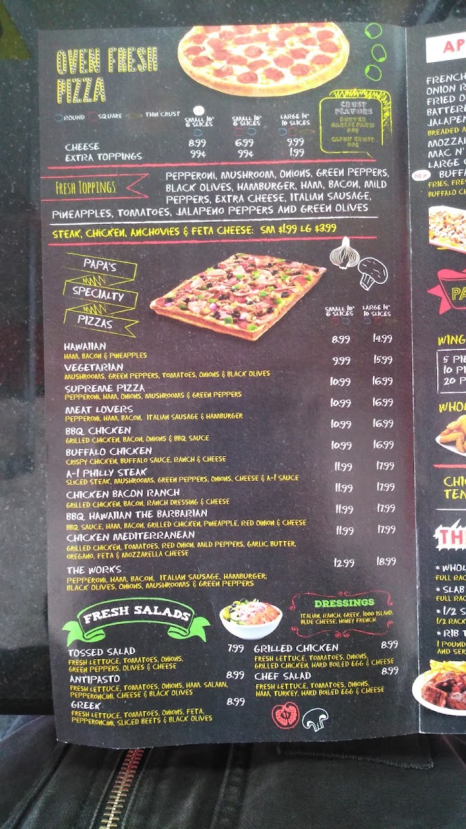 Papa's Pizza Menu-1