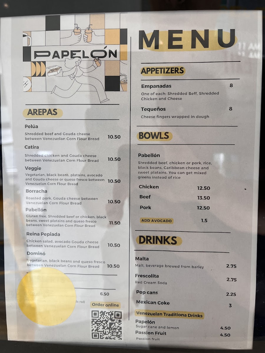Menu Papelón Venezuelan Arepa Bar-1