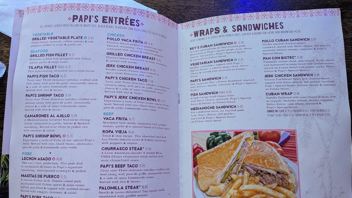 Menu Papi's Cuban & Caribbean Grill-1