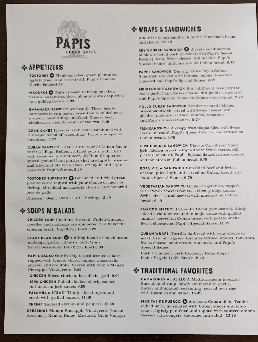 Menu Papi's Cuban & Caribbean Grill-7