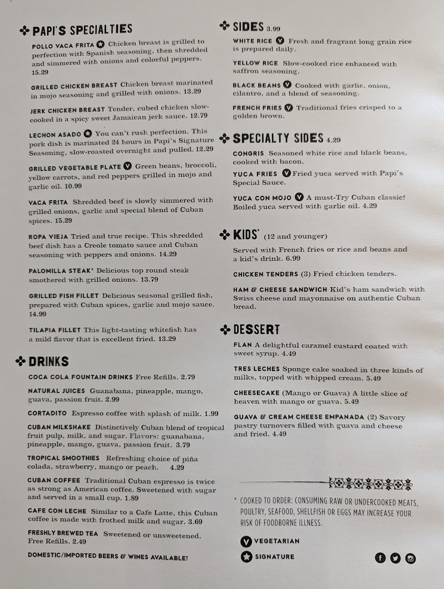 Menu Papi's Cuban & Caribbean Grill-8