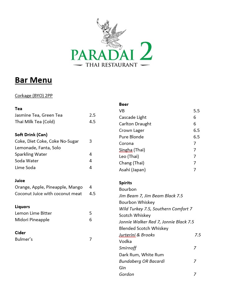 Menu Paradai 2 Thai Restaurant-5