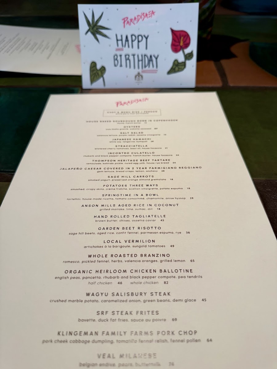 Menu Paradisaea-1