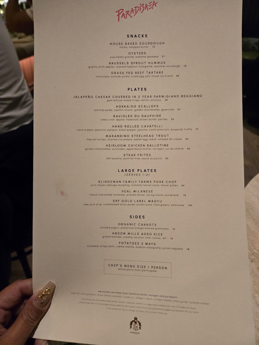 Menu Paradisaea-5