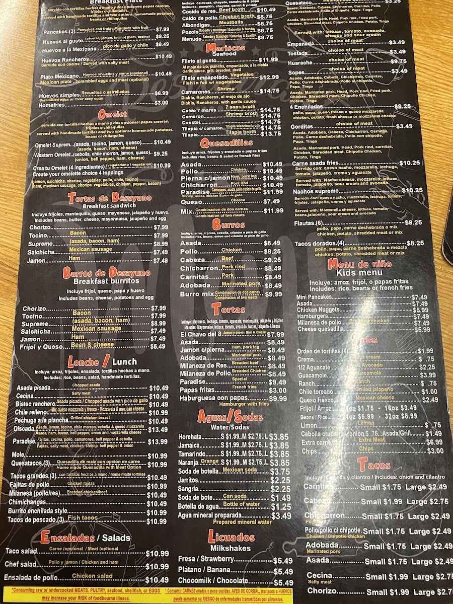 Menu Paradise Mexican Food-1