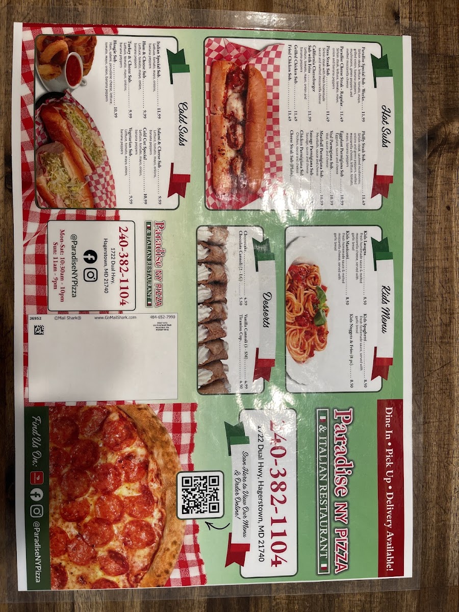 Menu Paradise Ny Style Pizza & Italian Restaurant-3