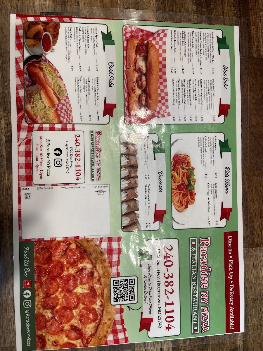 Menu Paradise Ny Style Pizza & Italian Restaurant-4