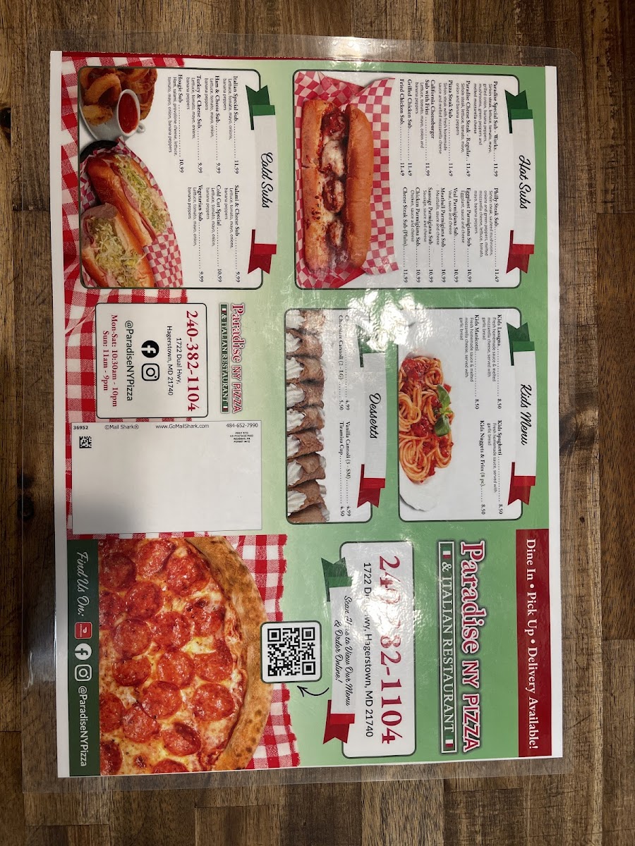 Menu Paradise Ny Style Pizza & Italian Restaurant-5