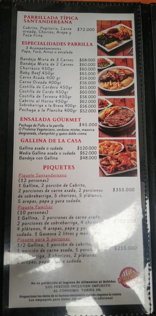 Menu Parador Veleño Parrilla Típica Santandereana-1
