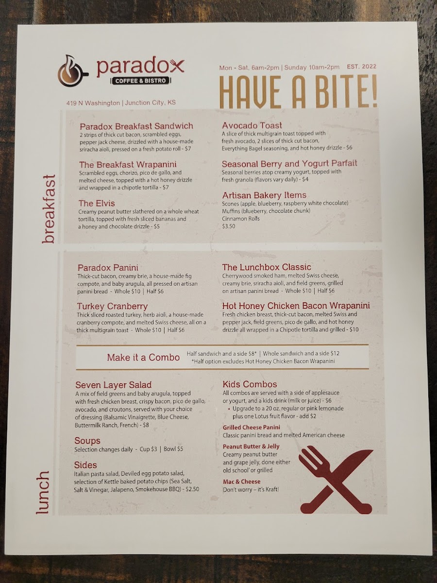 Menu Paradox Coffee & Bistro-1