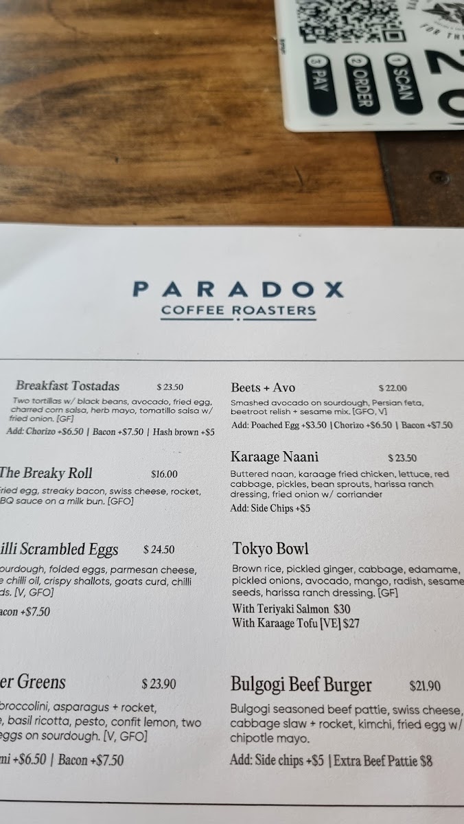 Menu Paradox Coffee Roasters Cafe-6