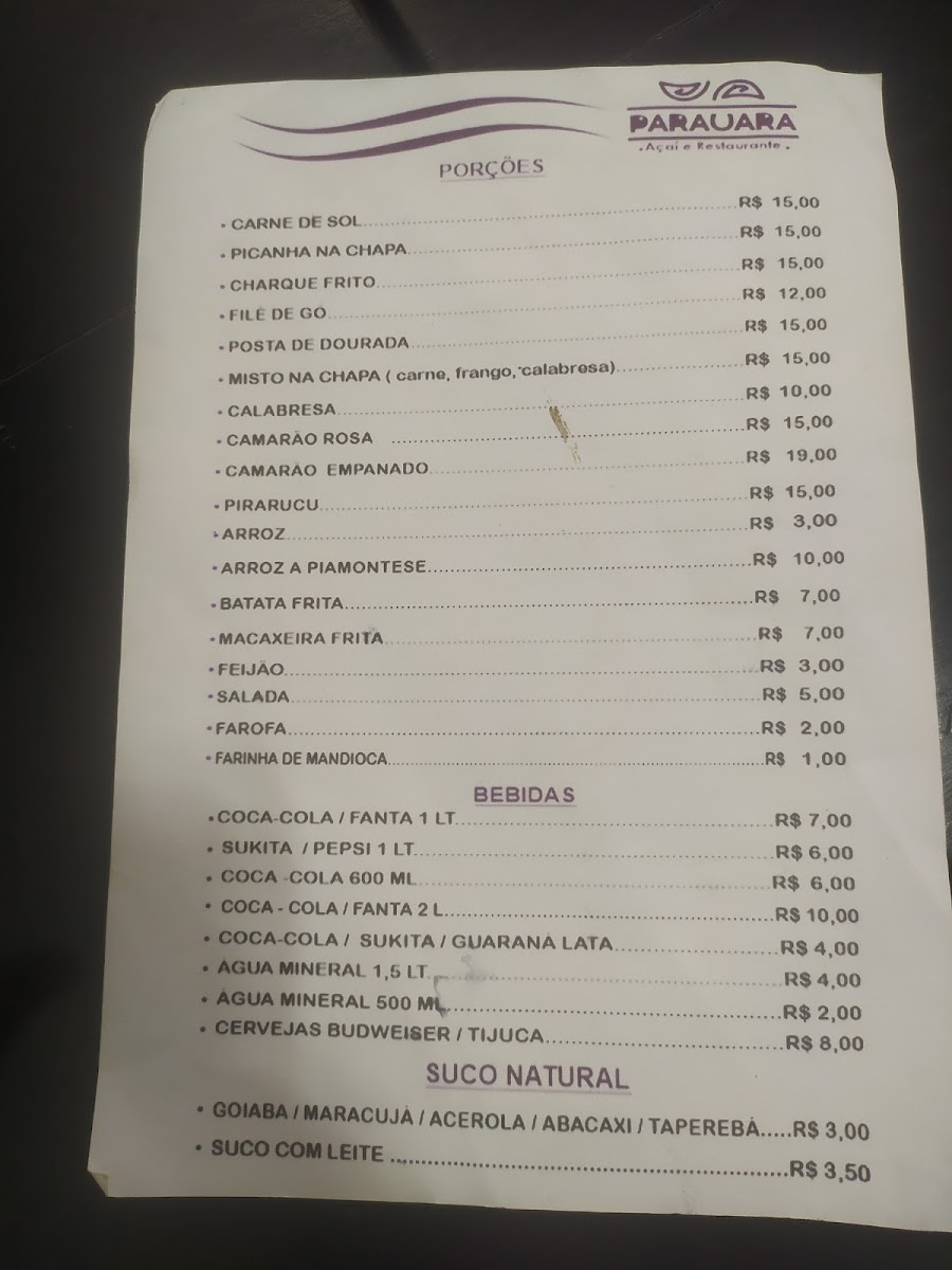 Menu Parauara - Açaí E Restaurante-1