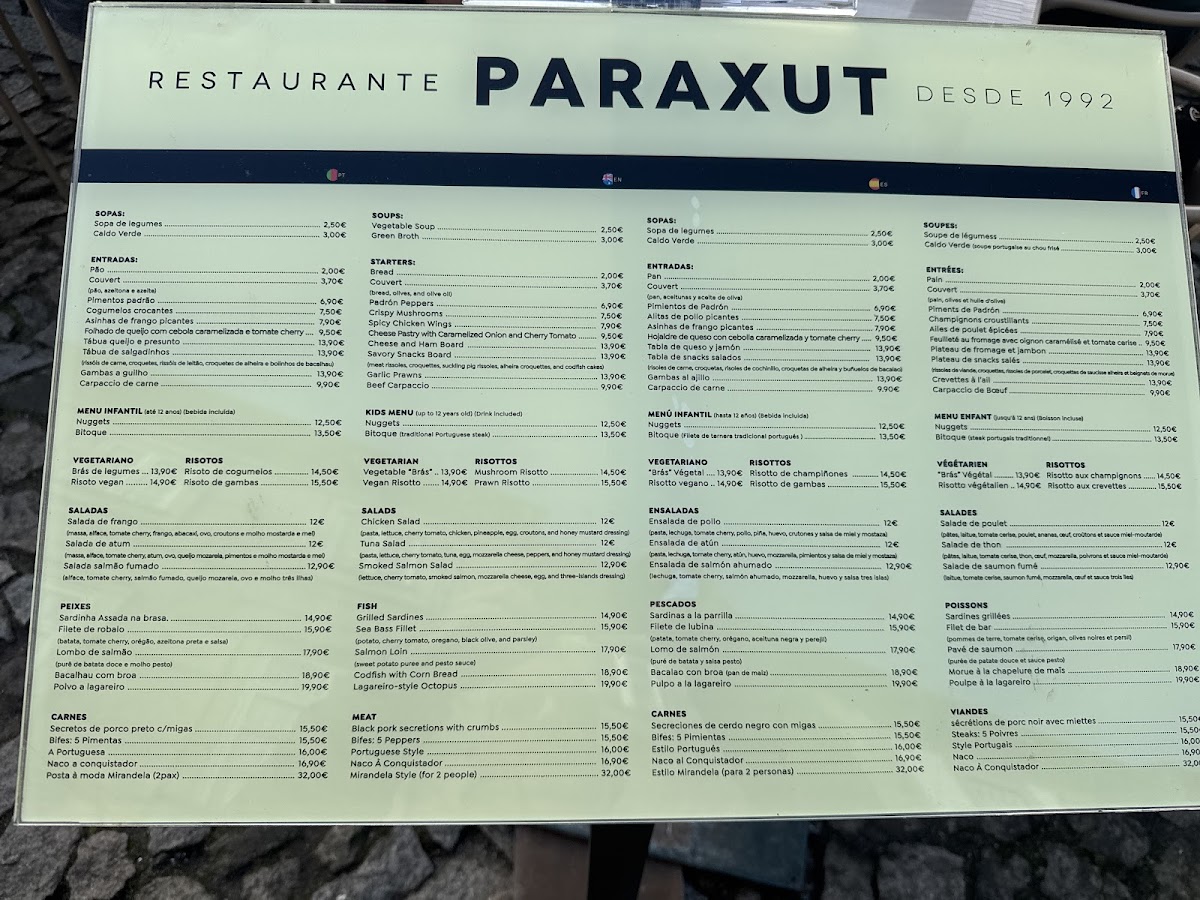 Menu Paraxut-1