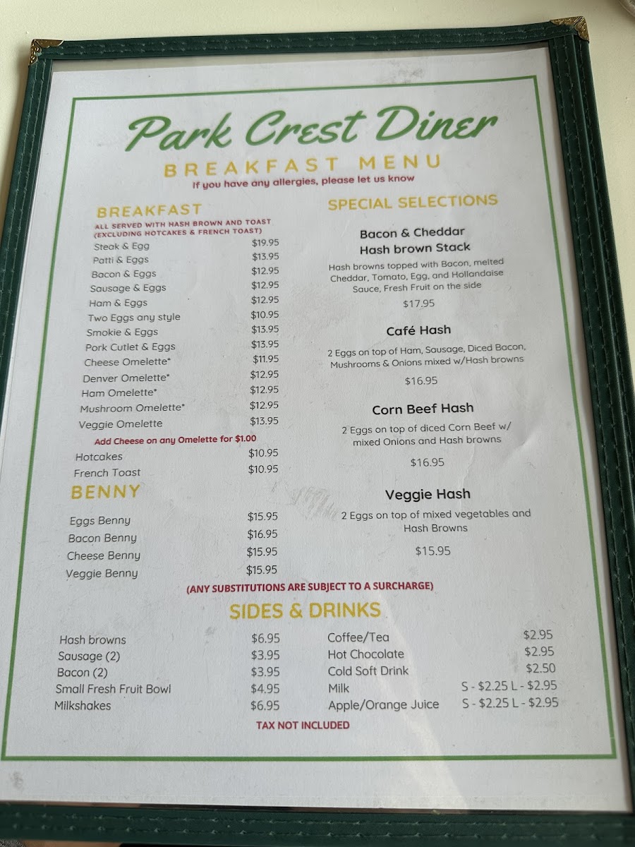 Menu Park Crest Diner-8