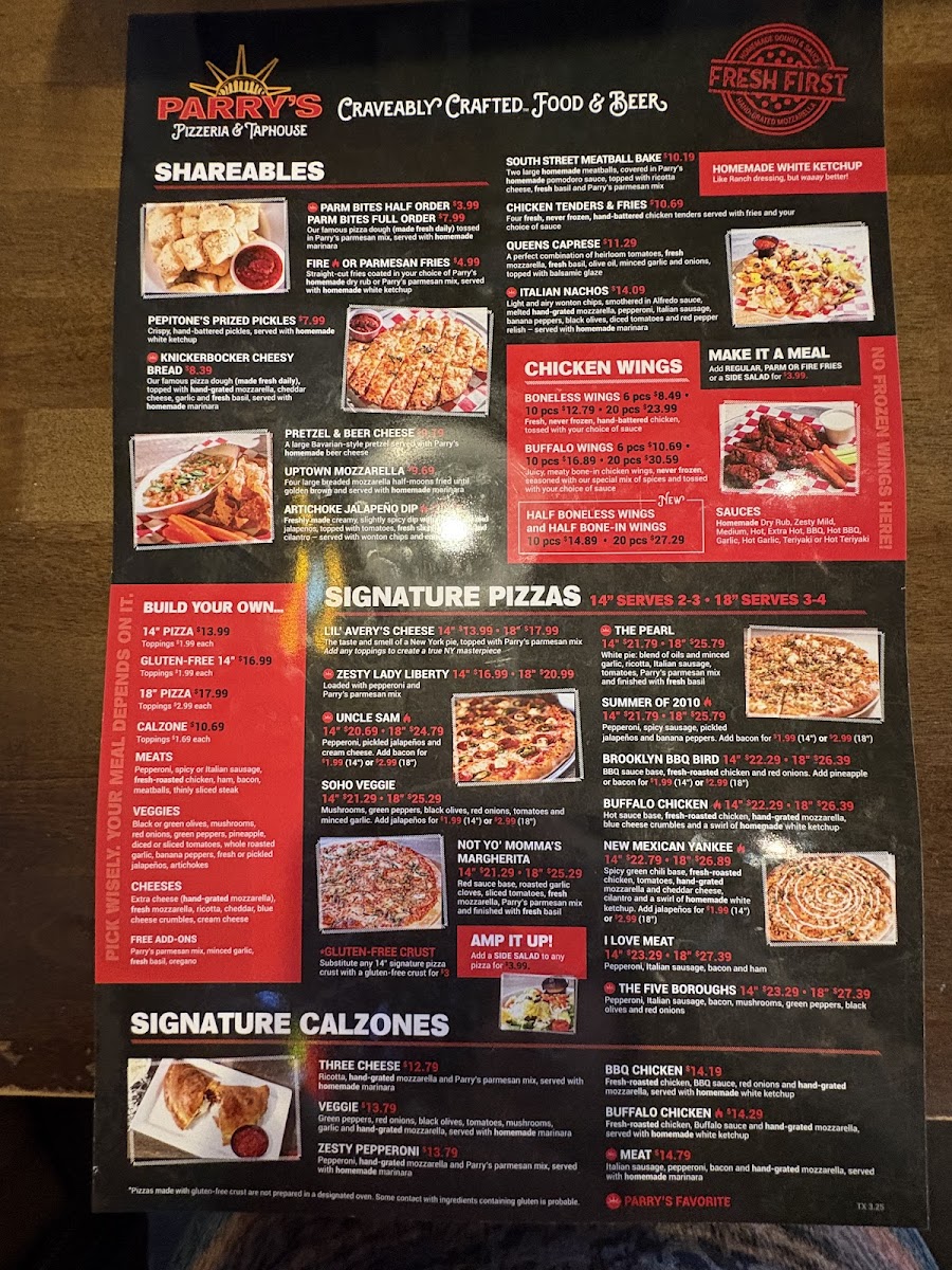 Menu Parry's Pizza-1