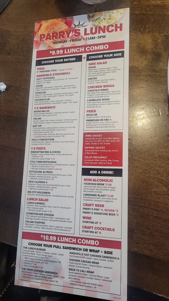 Menu Parry's Pizza-5