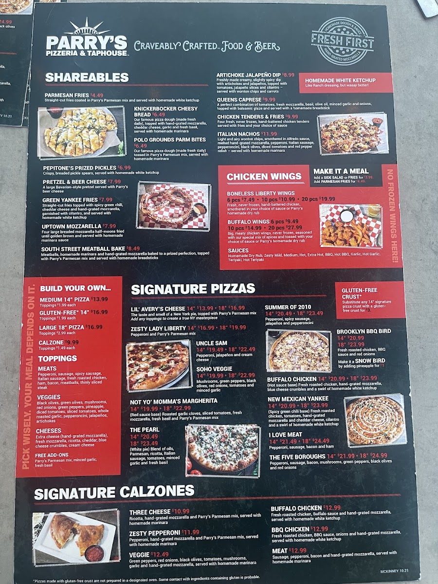 Menu Parry's Pizza-9
