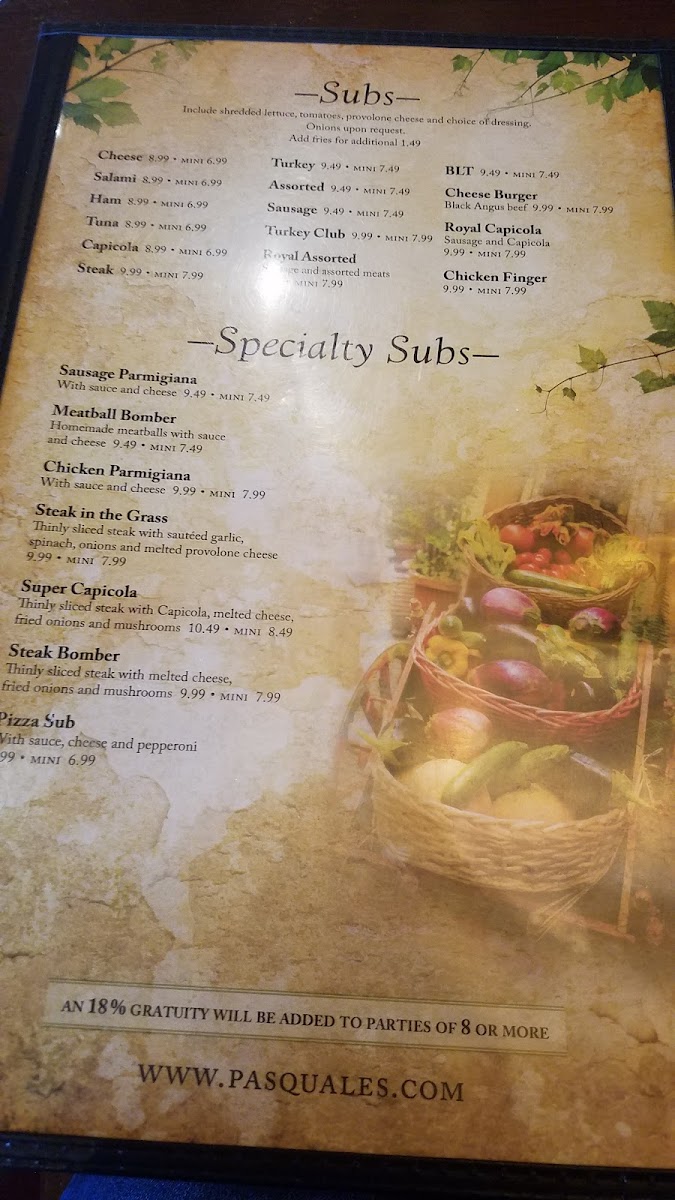 Menu Pasquale's Italian Restaurant West Seneca-10