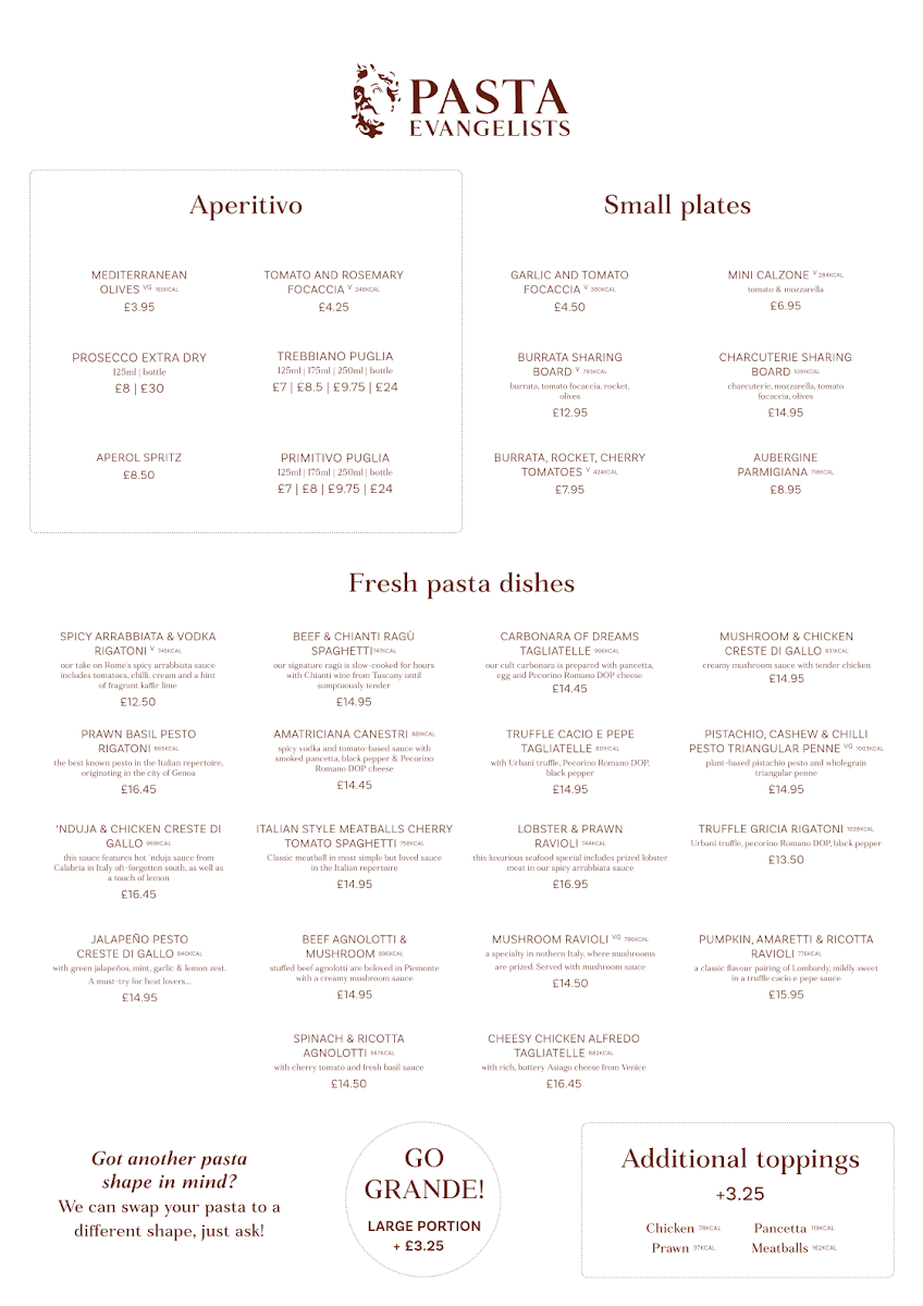 Menu Pasta Evangelists - Chiswick-10