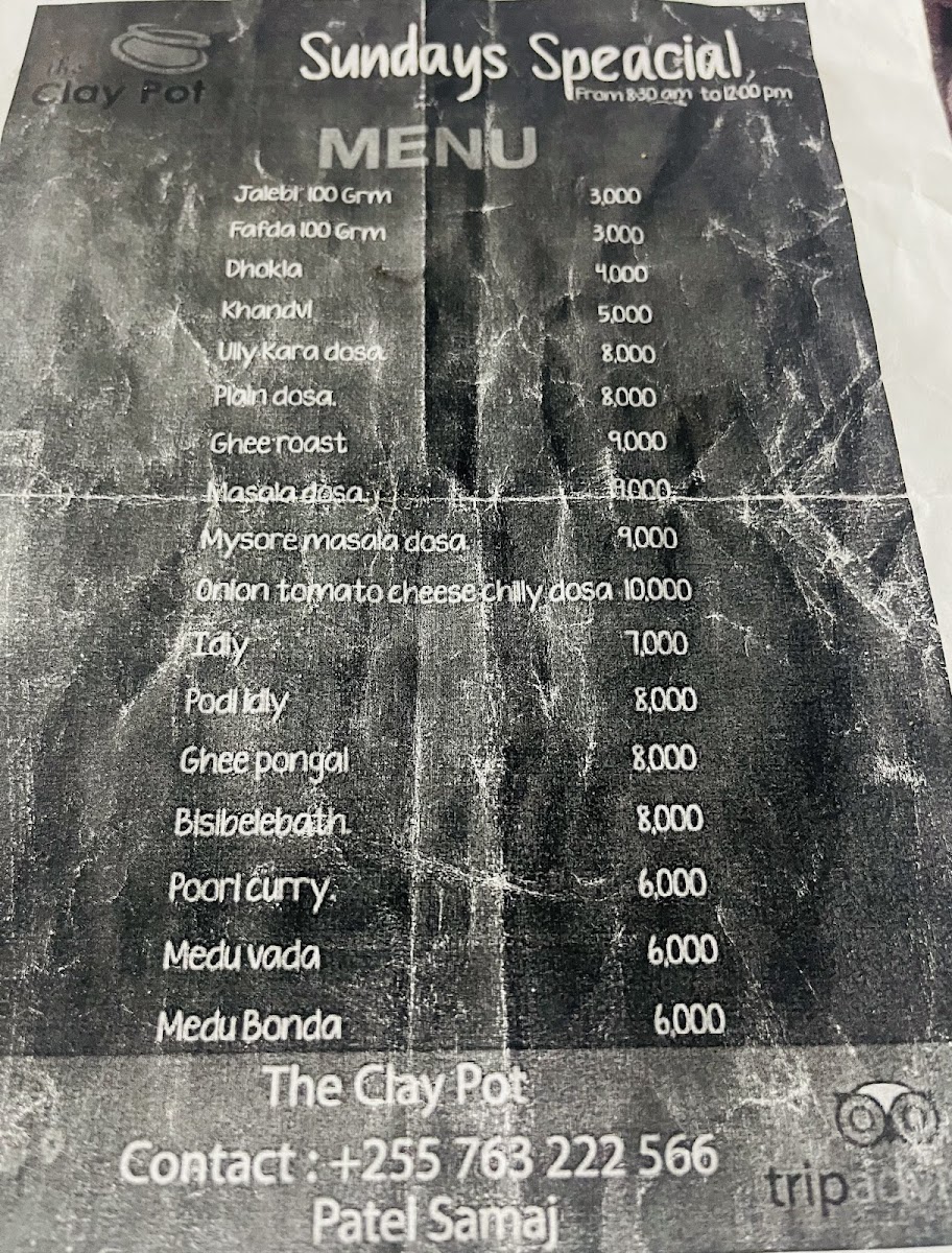 Menu Patel Brotherhood Dar Es Salaam ( The Clay Pot )-7