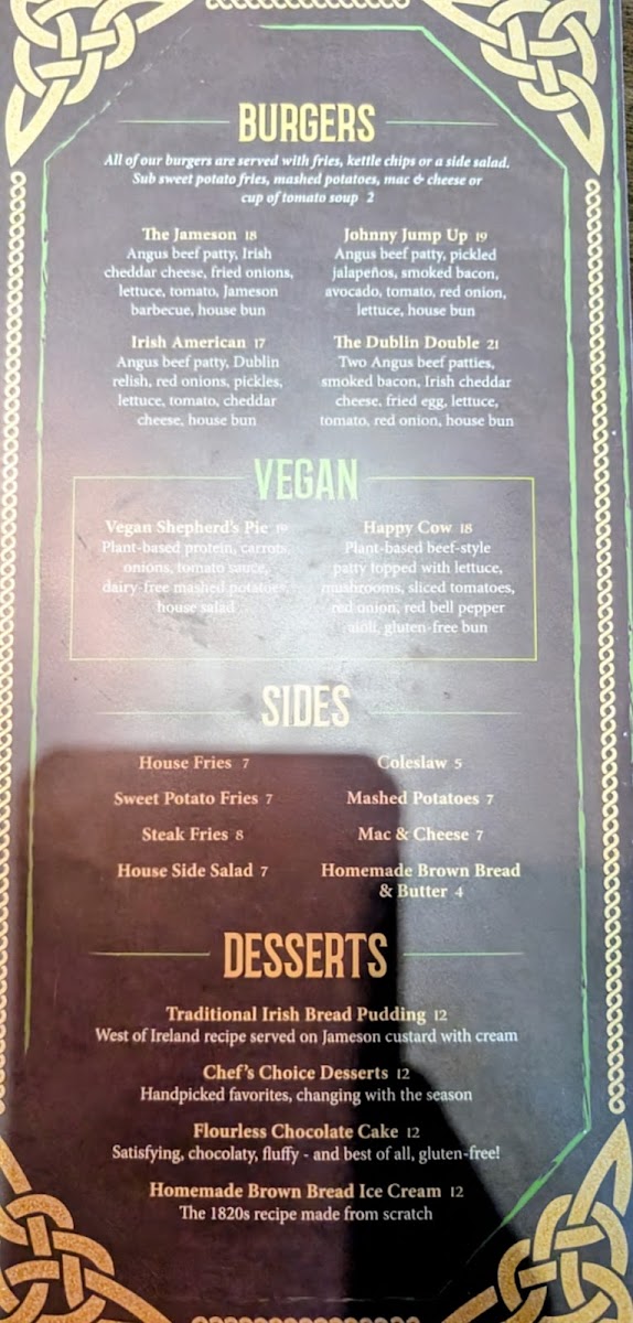 Menu Patrick Kennedy's Irish Pub-10