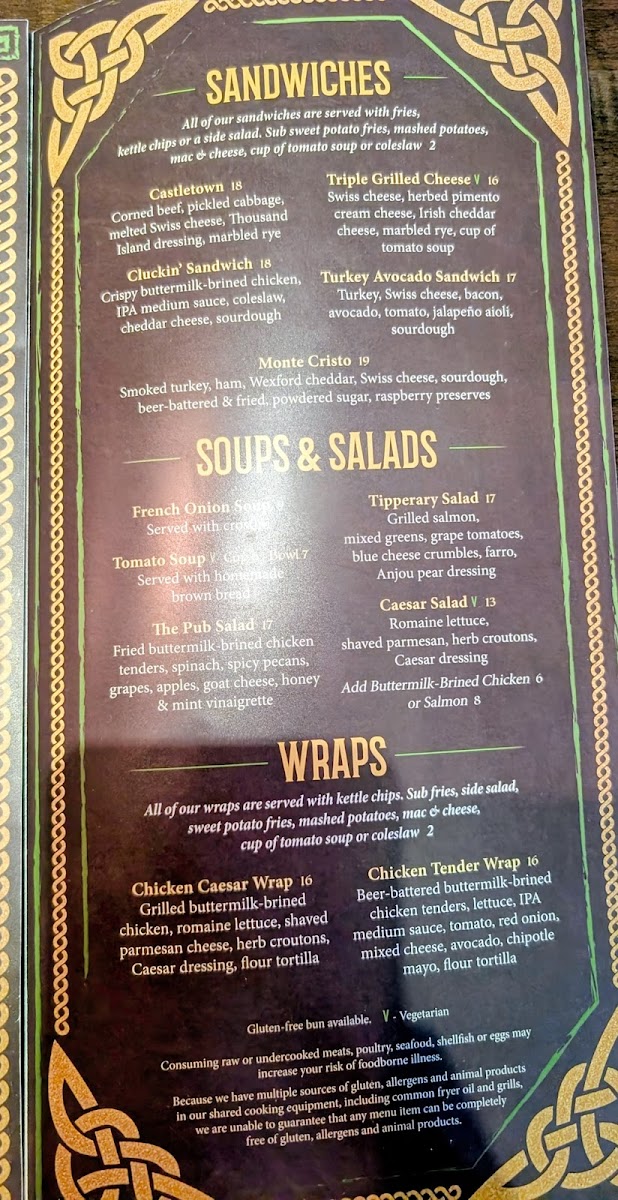 Menu Patrick Kennedy's Irish Pub-2