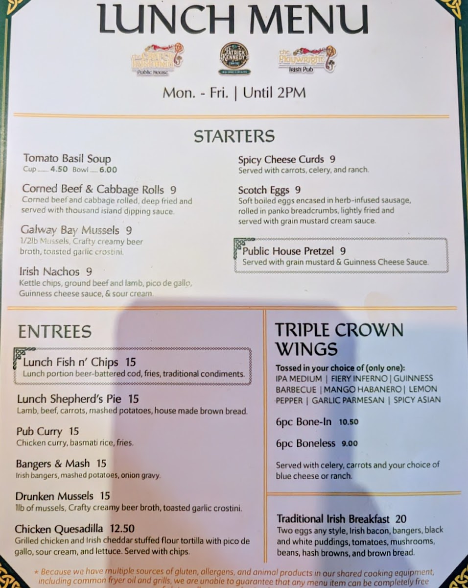 Menu Patrick Kennedy's Irish Pub-5