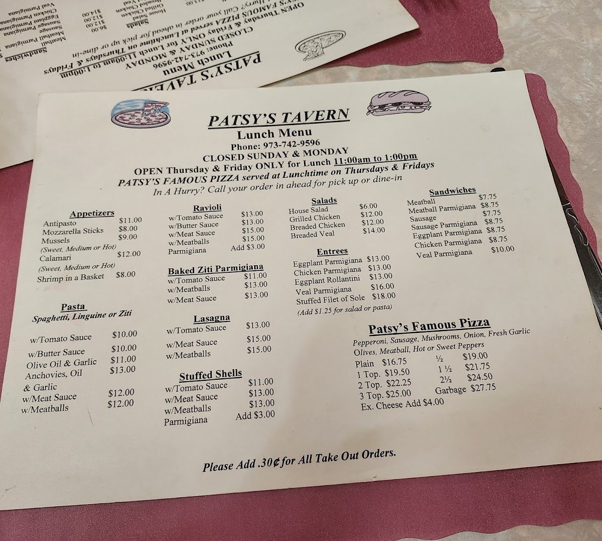 Menu Patsy's Tavern & Restaurant-7