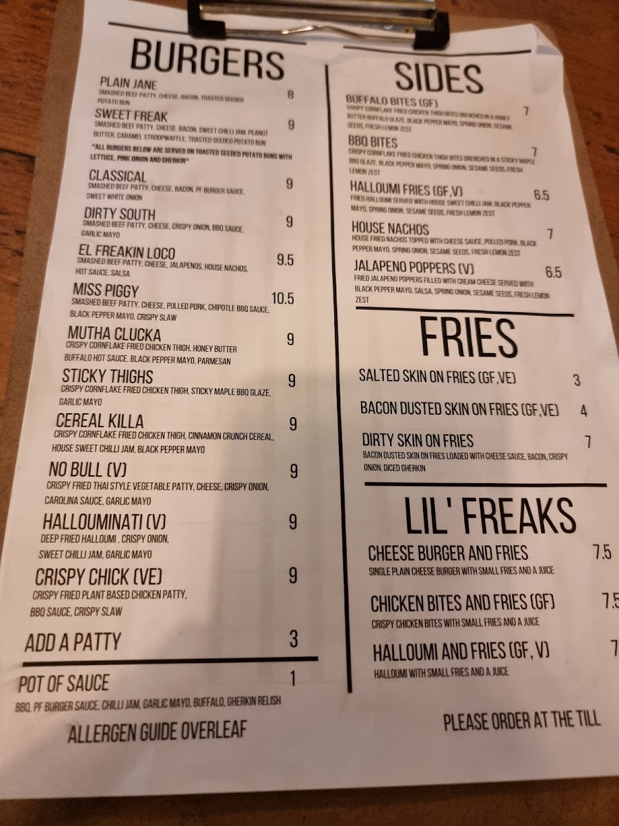 Menu Patty Freaks Lichfield-8