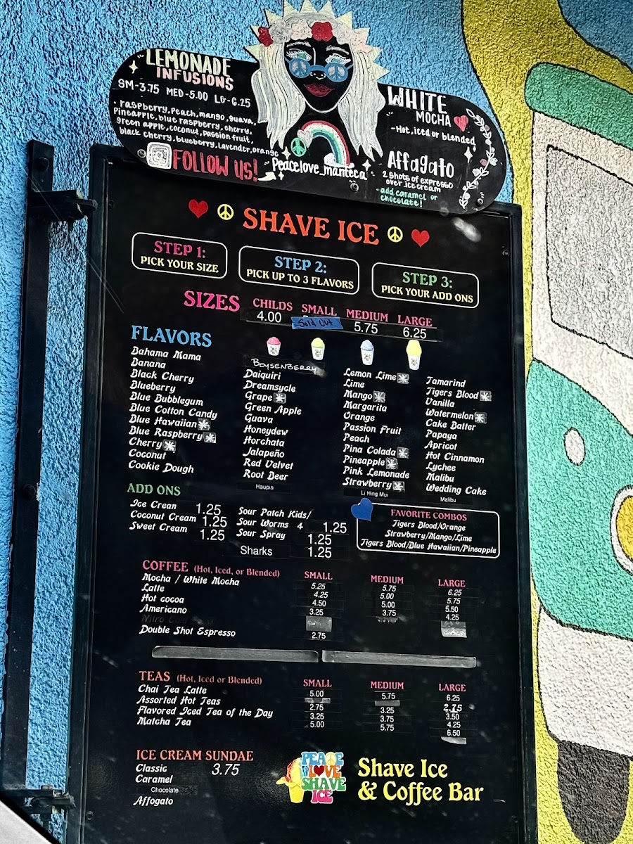 Menu Peace Love Shave Ice-1