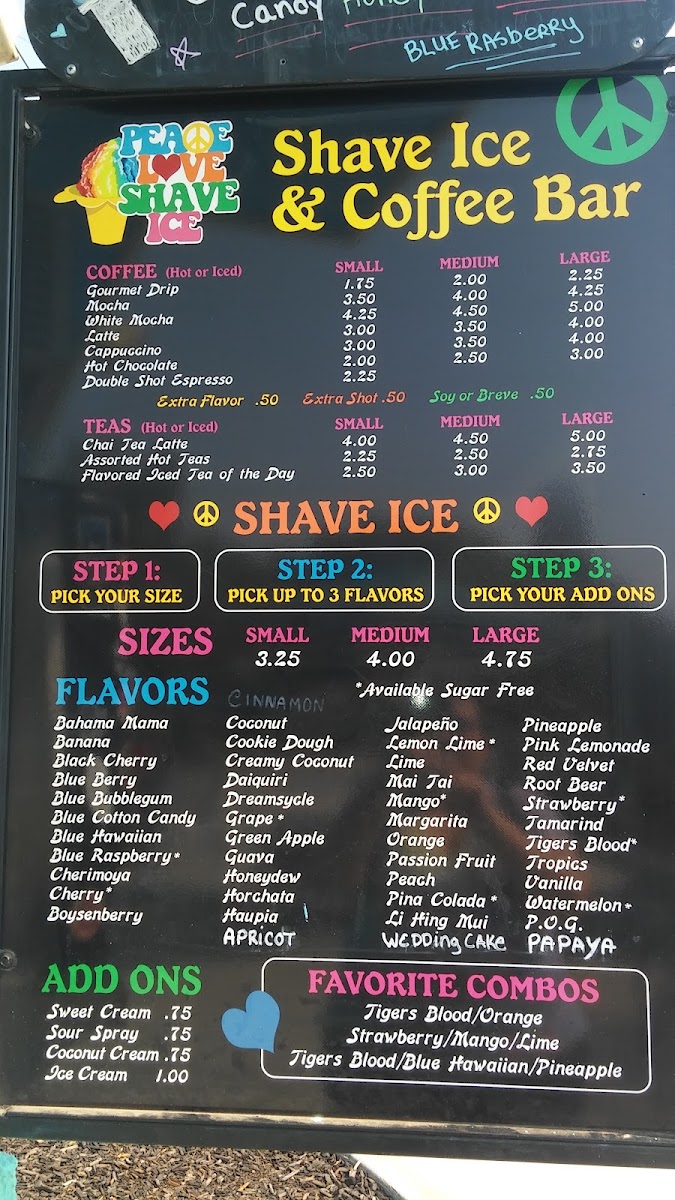 Menu Peace Love Shave Ice-10