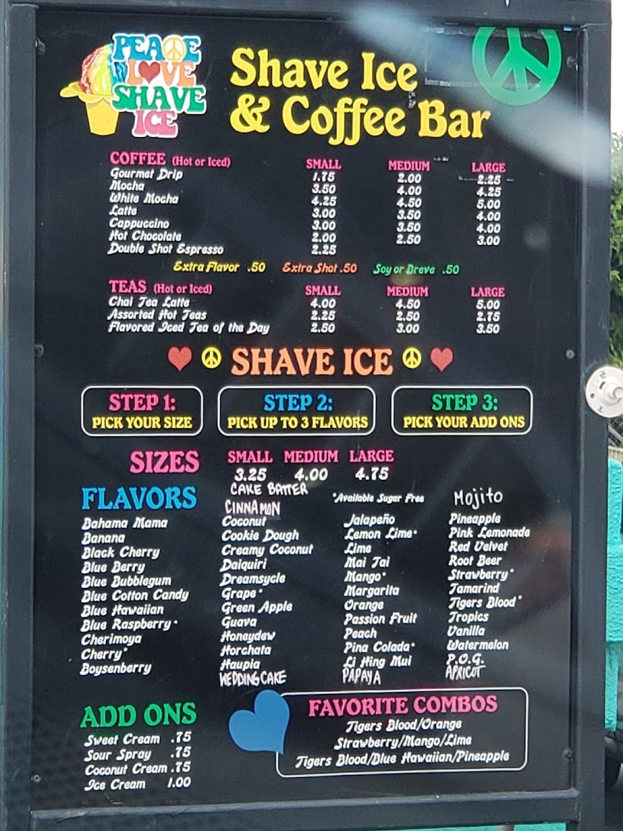 Menu Peace Love Shave Ice-8