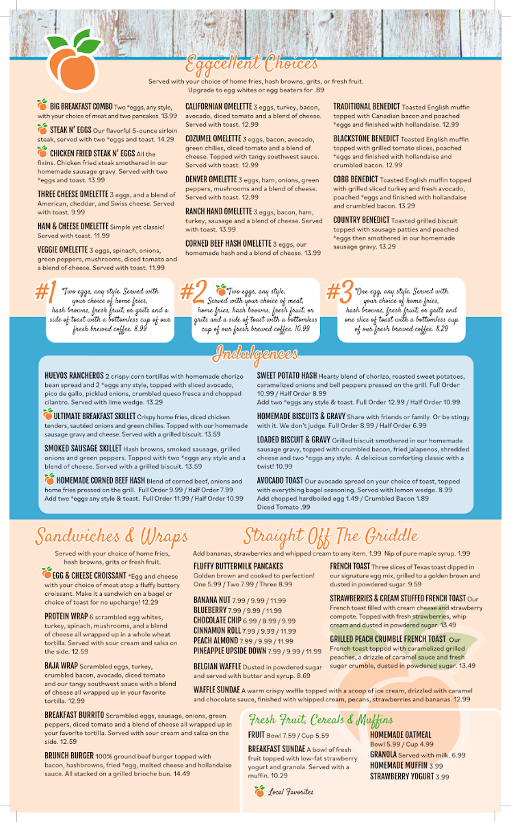 Menu Peach's Restaurants - Sr64 E-1