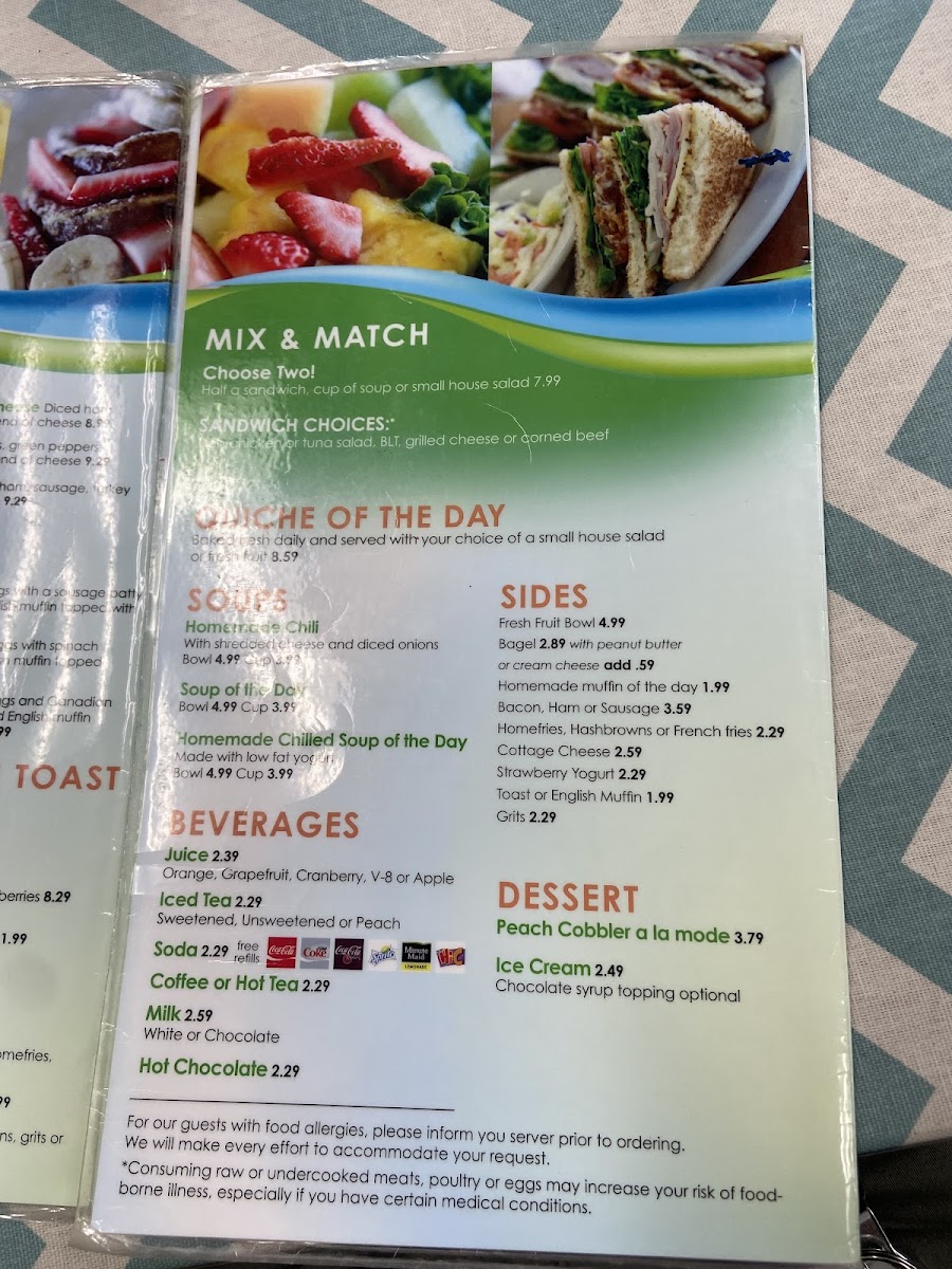 Menu Peach's Restaurants - Sr64 E-10